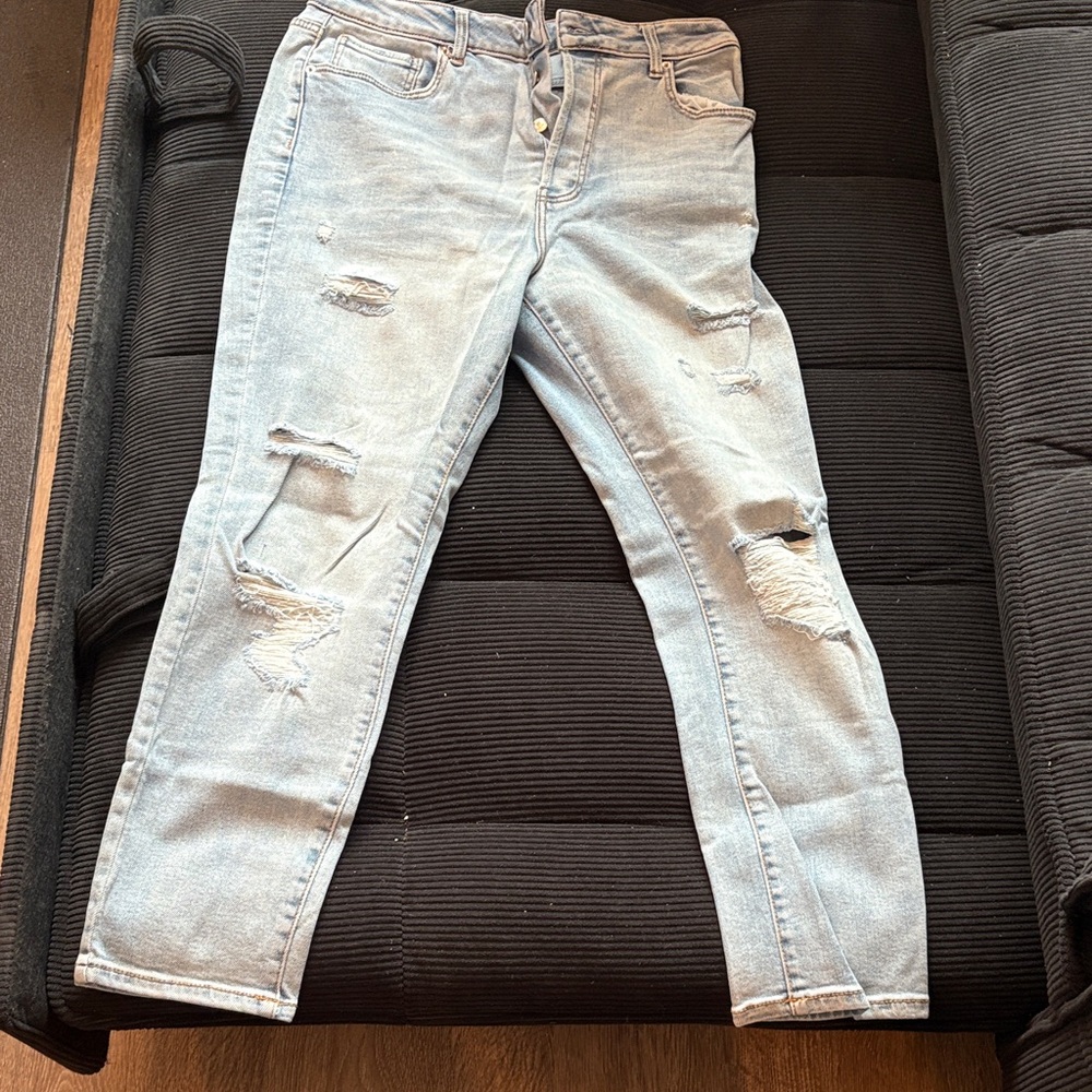 Forever 21 Distressed Light Blue Boyfriend Jeans